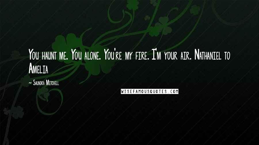 Saundra Mitchell Quotes: You haunt me. You alone. You're my fire. I'm your air. Nathaniel to Amelia