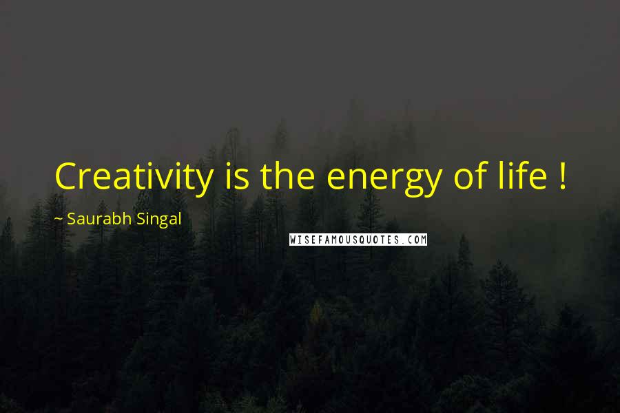 Saurabh Singal Quotes: Creativity is the energy of life !