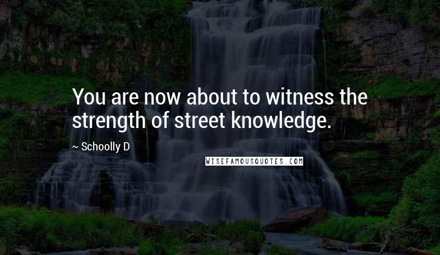 Schoolly D Quotes: You are now about to witness the strength of street knowledge.