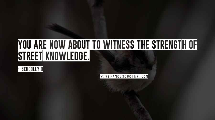 Schoolly D Quotes: You are now about to witness the strength of street knowledge.