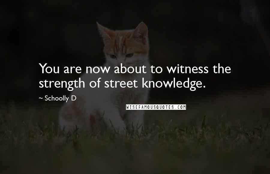Schoolly D Quotes: You are now about to witness the strength of street knowledge.