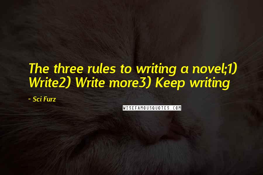Sci Furz Quotes: The three rules to writing a novel;1) Write2) Write more3) Keep writing