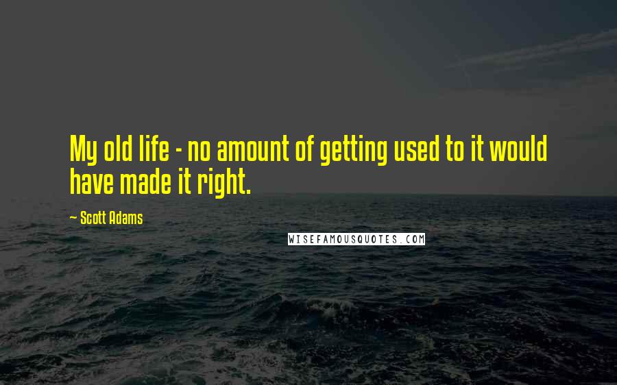 Scott Adams Quotes: My old life - no amount of getting used to it would have made it right.