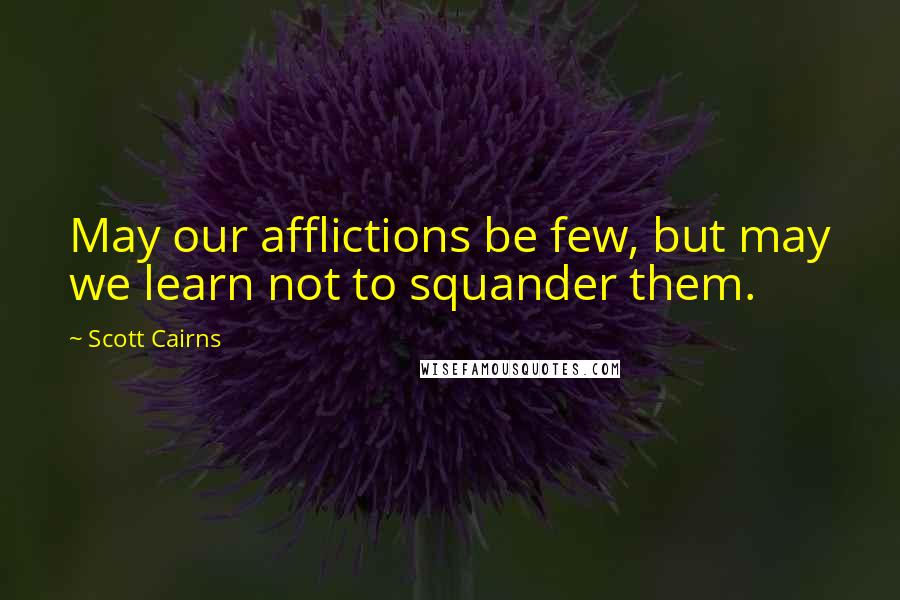 Scott Cairns Quotes: May our afflictions be few, but may we learn not to squander them.