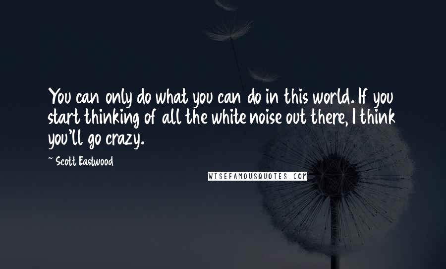 Scott Eastwood Quotes: You can only do what you can do in this world. If you start thinking of all the white noise out there, I think you'll go crazy.