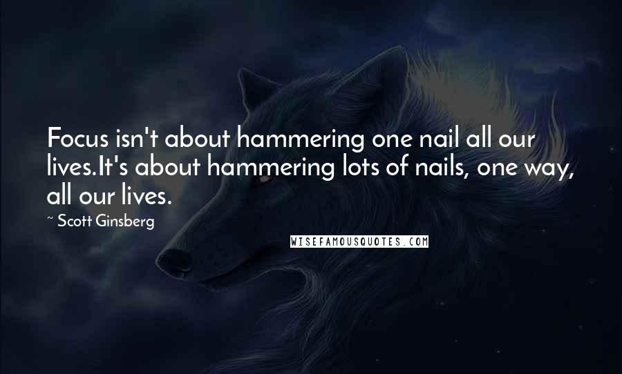 Scott Ginsberg Quotes: Focus isn't about hammering one nail all our lives.It's about hammering lots of nails, one way, all our lives.