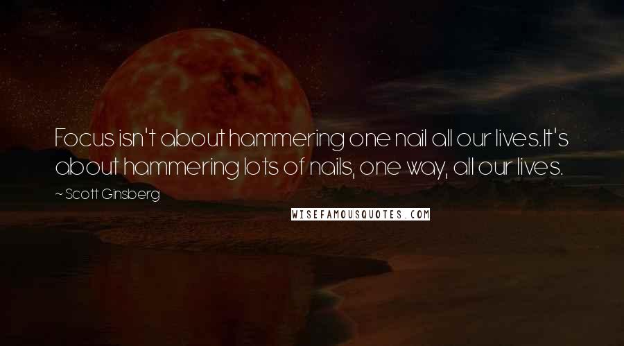 Scott Ginsberg Quotes: Focus isn't about hammering one nail all our lives.It's about hammering lots of nails, one way, all our lives.