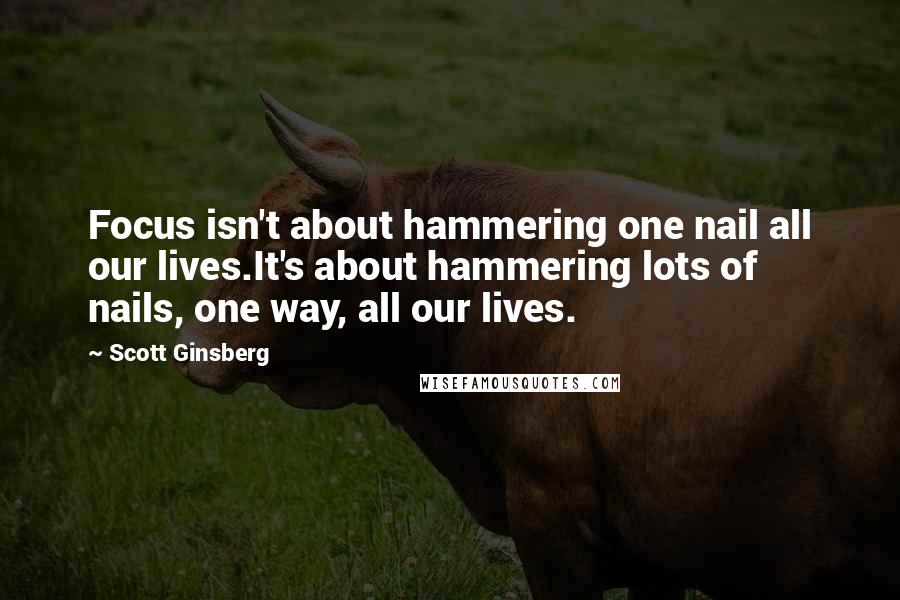 Scott Ginsberg Quotes: Focus isn't about hammering one nail all our lives.It's about hammering lots of nails, one way, all our lives.