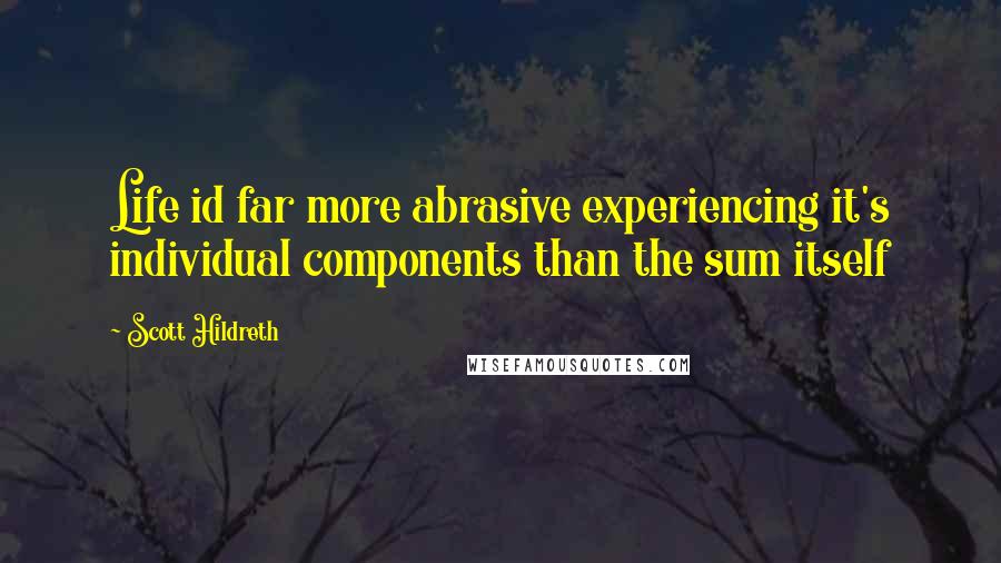 Scott Hildreth Quotes: Life id far more abrasive experiencing it's individual components than the sum itself