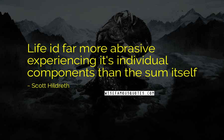 Scott Hildreth Quotes: Life id far more abrasive experiencing it's individual components than the sum itself