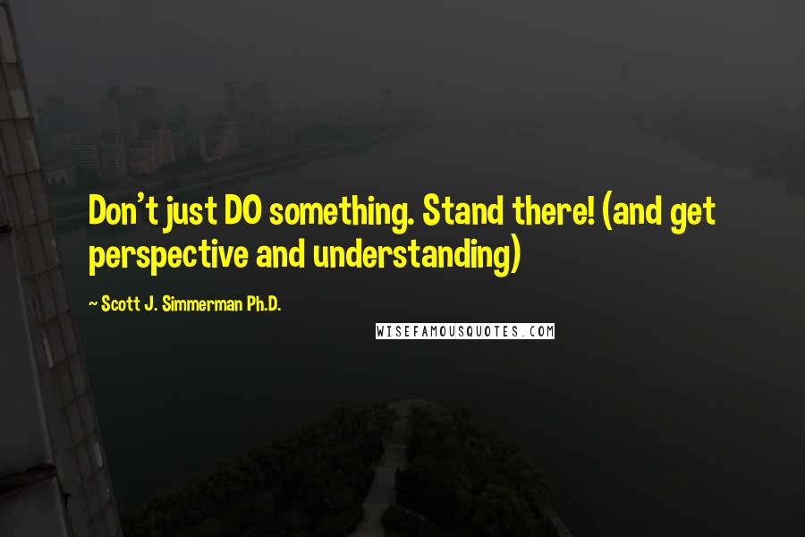 Scott J. Simmerman Ph.D. Quotes: Don't just DO something. Stand there! (and get perspective and understanding)