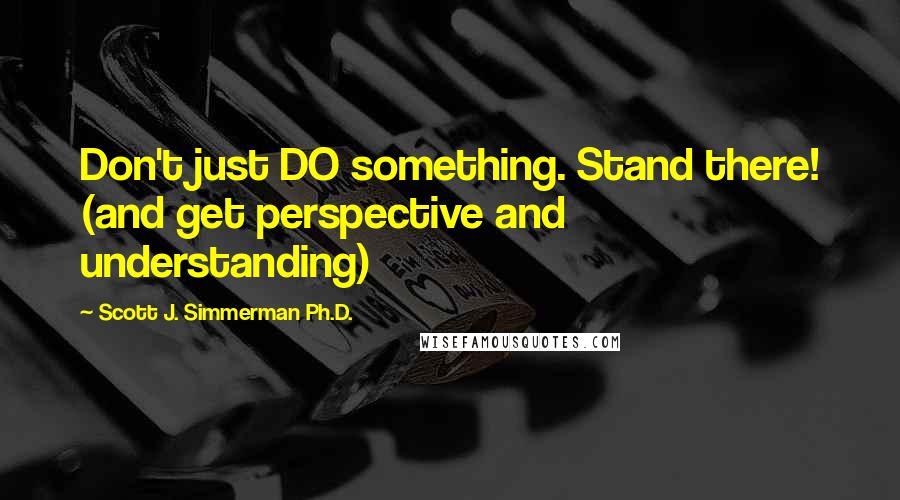 Scott J. Simmerman Ph.D. Quotes: Don't just DO something. Stand there! (and get perspective and understanding)