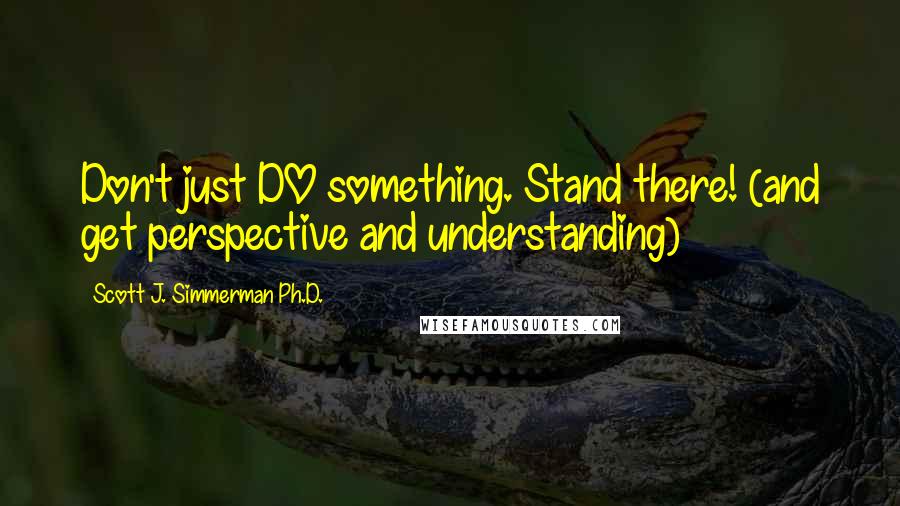 Scott J. Simmerman Ph.D. Quotes: Don't just DO something. Stand there! (and get perspective and understanding)