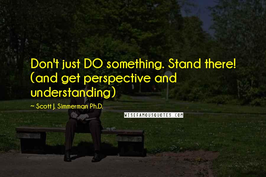 Scott J. Simmerman Ph.D. Quotes: Don't just DO something. Stand there! (and get perspective and understanding)