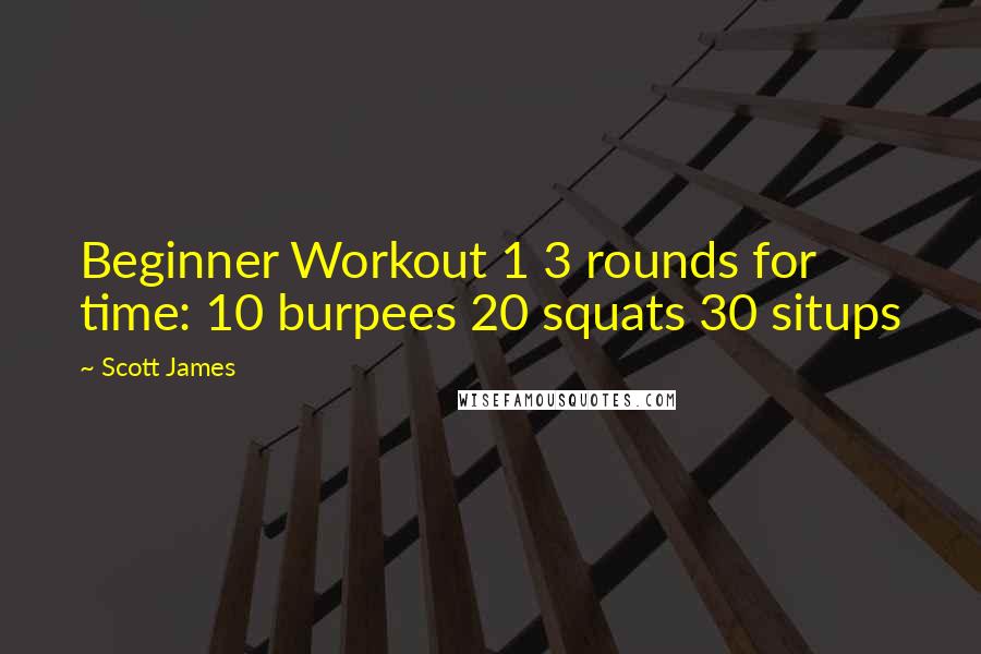 Scott James Quotes: Beginner Workout 1 3 rounds for time: 10 burpees 20 squats 30 situps