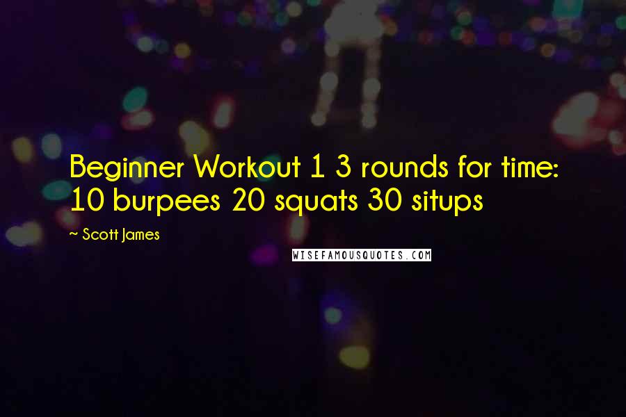 Scott James Quotes: Beginner Workout 1 3 rounds for time: 10 burpees 20 squats 30 situps