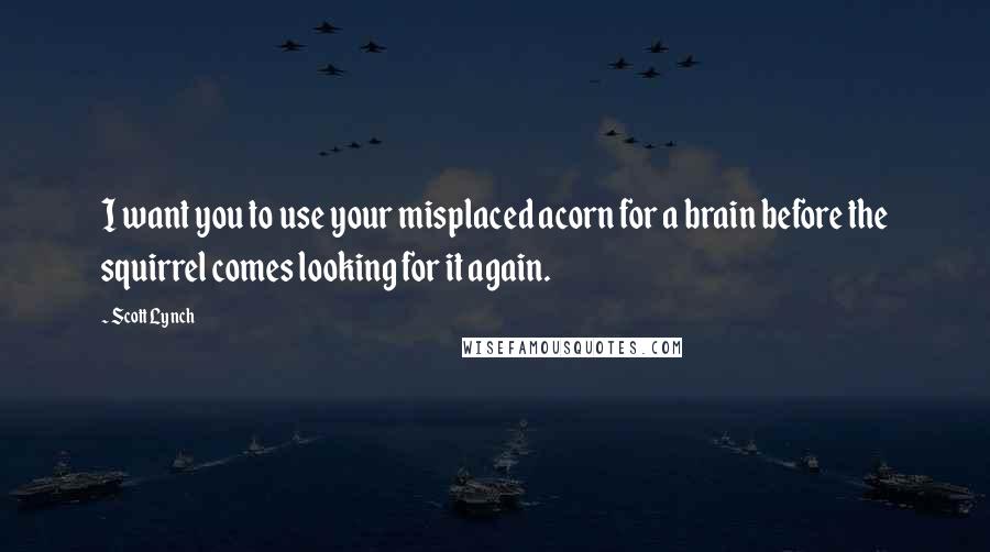 Scott Lynch Quotes: I want you to use your misplaced acorn for a brain before the squirrel comes looking for it again.