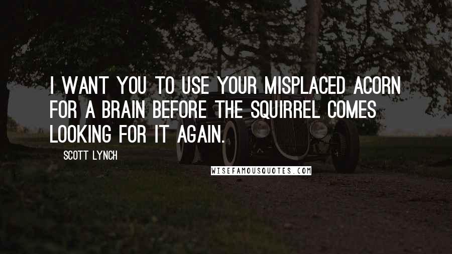 Scott Lynch Quotes: I want you to use your misplaced acorn for a brain before the squirrel comes looking for it again.