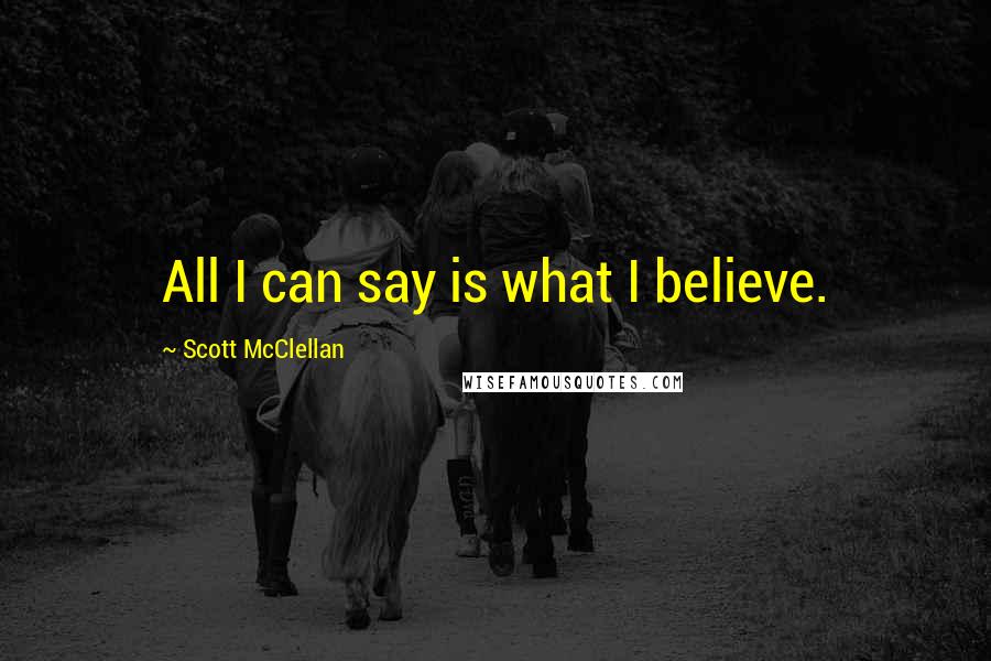 Scott McClellan Quotes: All I can say is what I believe.