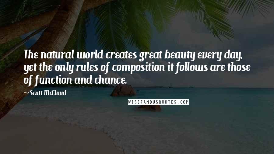 Scott McCloud Quotes: The natural world creates great beauty every day, yet the only rules of composition it follows are those of function and chance.