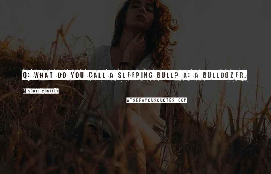 Scott McNeely Quotes: Q: What do you call a sleeping bull? A: A bulldozer.