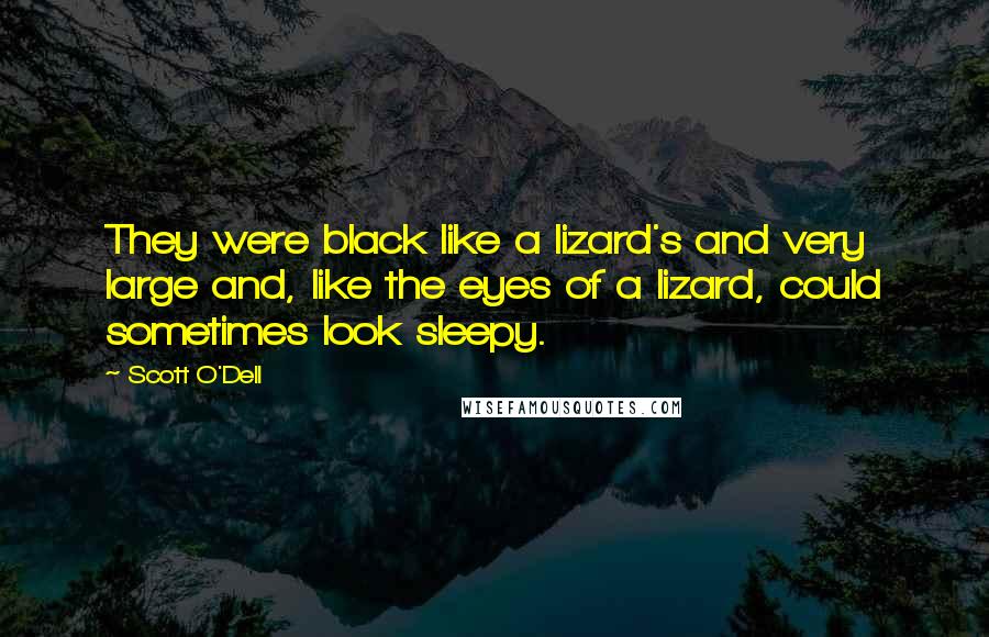 Scott O'Dell Quotes: They were black like a lizard's and very large and, like the eyes of a lizard, could sometimes look sleepy.