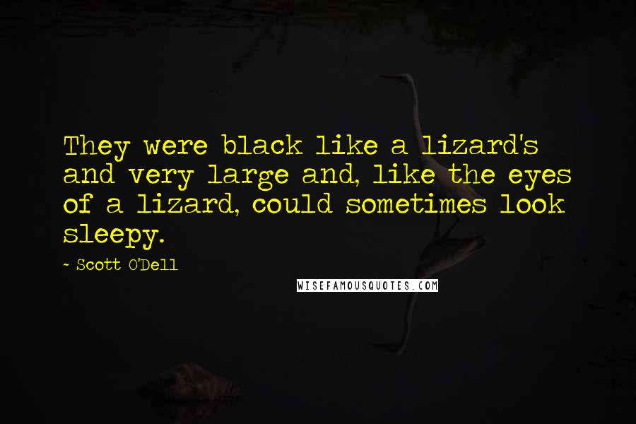 Scott O'Dell Quotes: They were black like a lizard's and very large and, like the eyes of a lizard, could sometimes look sleepy.