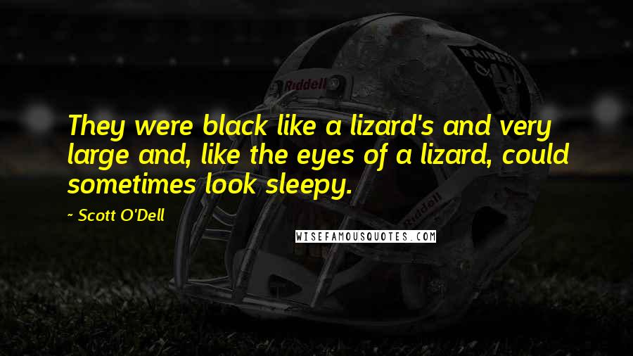 Scott O'Dell Quotes: They were black like a lizard's and very large and, like the eyes of a lizard, could sometimes look sleepy.