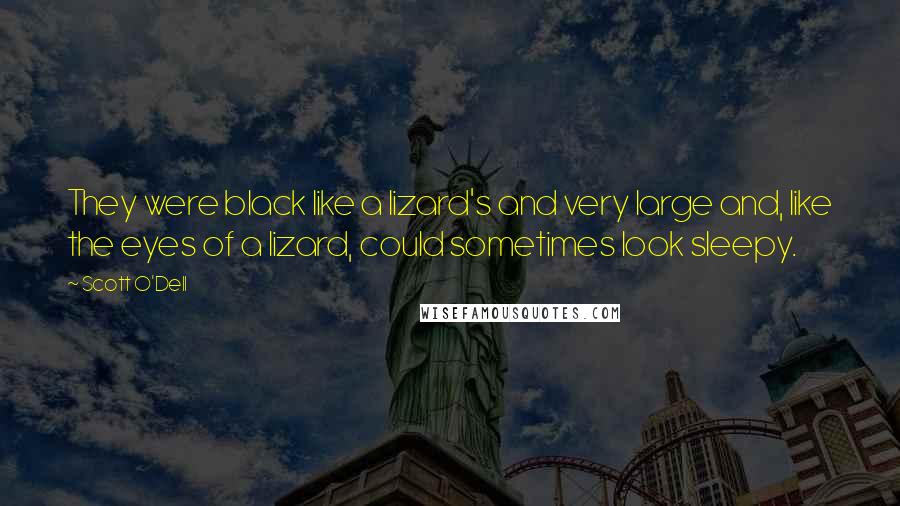 Scott O'Dell Quotes: They were black like a lizard's and very large and, like the eyes of a lizard, could sometimes look sleepy.