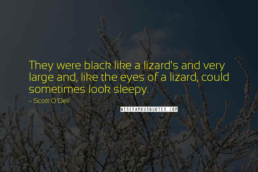 Scott O'Dell Quotes: They were black like a lizard's and very large and, like the eyes of a lizard, could sometimes look sleepy.