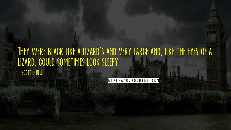 Scott O'Dell Quotes: They were black like a lizard's and very large and, like the eyes of a lizard, could sometimes look sleepy.