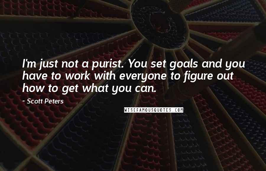 Scott Peters Quotes: I'm just not a purist. You set goals and you have to work with everyone to figure out how to get what you can.