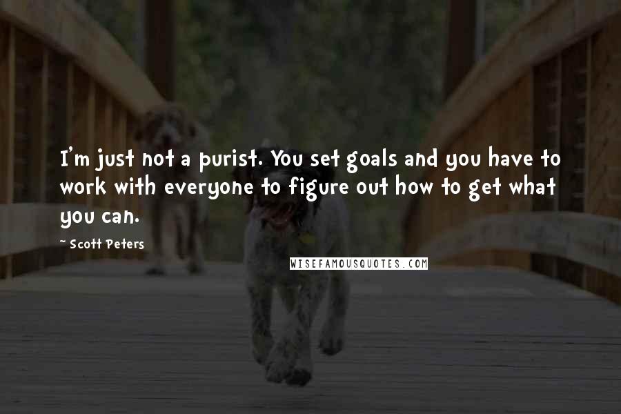 Scott Peters Quotes: I'm just not a purist. You set goals and you have to work with everyone to figure out how to get what you can.