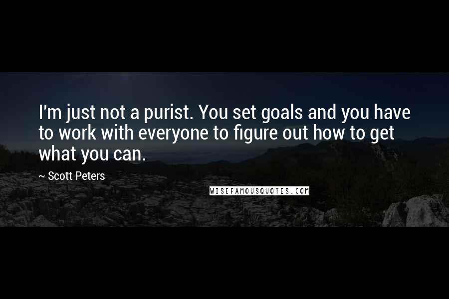 Scott Peters Quotes: I'm just not a purist. You set goals and you have to work with everyone to figure out how to get what you can.