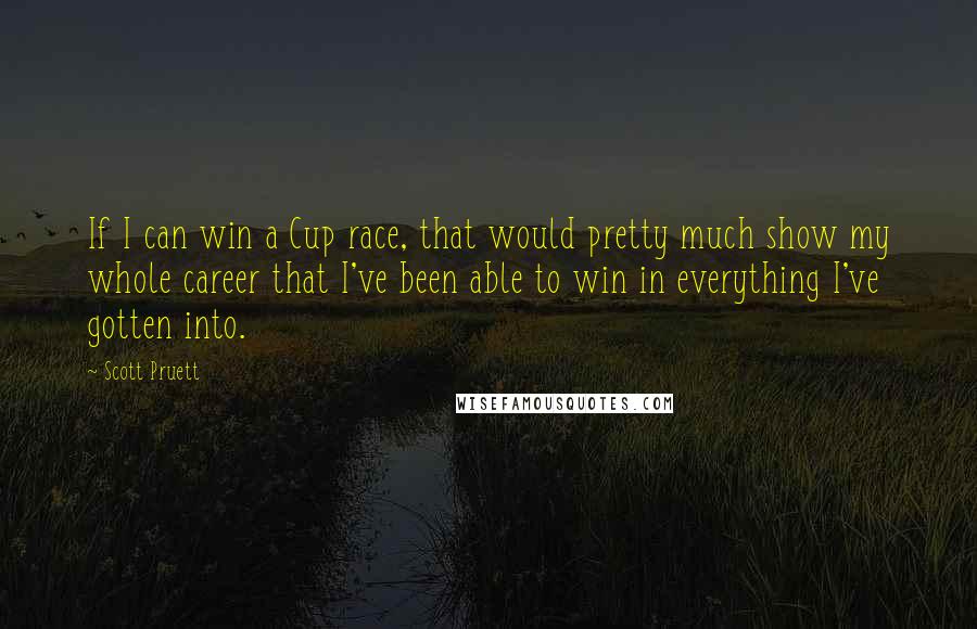 Scott Pruett Quotes: If I can win a Cup race, that would pretty much show my whole career that I've been able to win in everything I've gotten into.