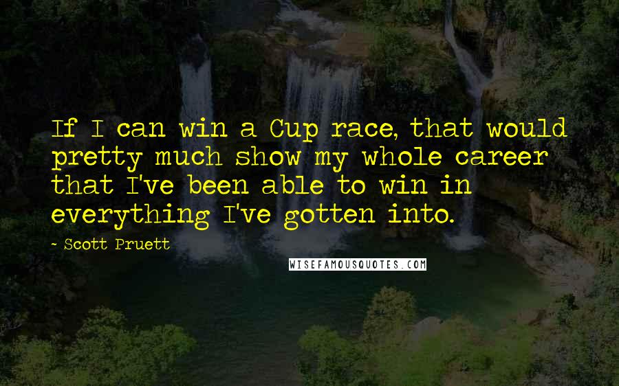 Scott Pruett Quotes: If I can win a Cup race, that would pretty much show my whole career that I've been able to win in everything I've gotten into.