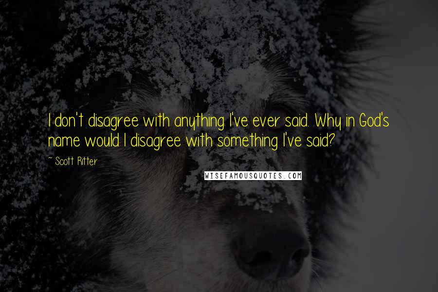 Scott Ritter Quotes: I don't disagree with anything I've ever said. Why in God's name would I disagree with something I've said?