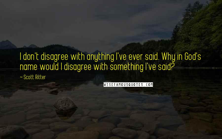 Scott Ritter Quotes: I don't disagree with anything I've ever said. Why in God's name would I disagree with something I've said?