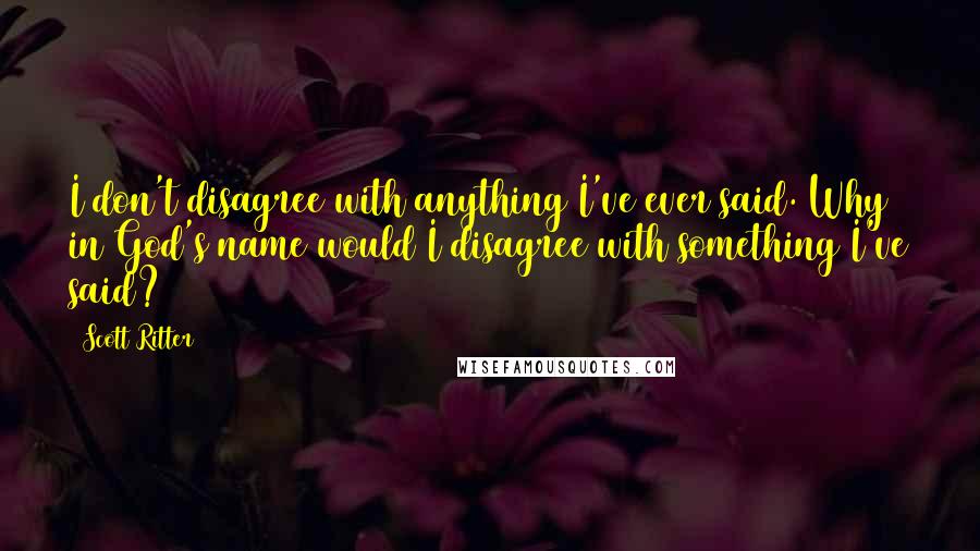 Scott Ritter Quotes: I don't disagree with anything I've ever said. Why in God's name would I disagree with something I've said?