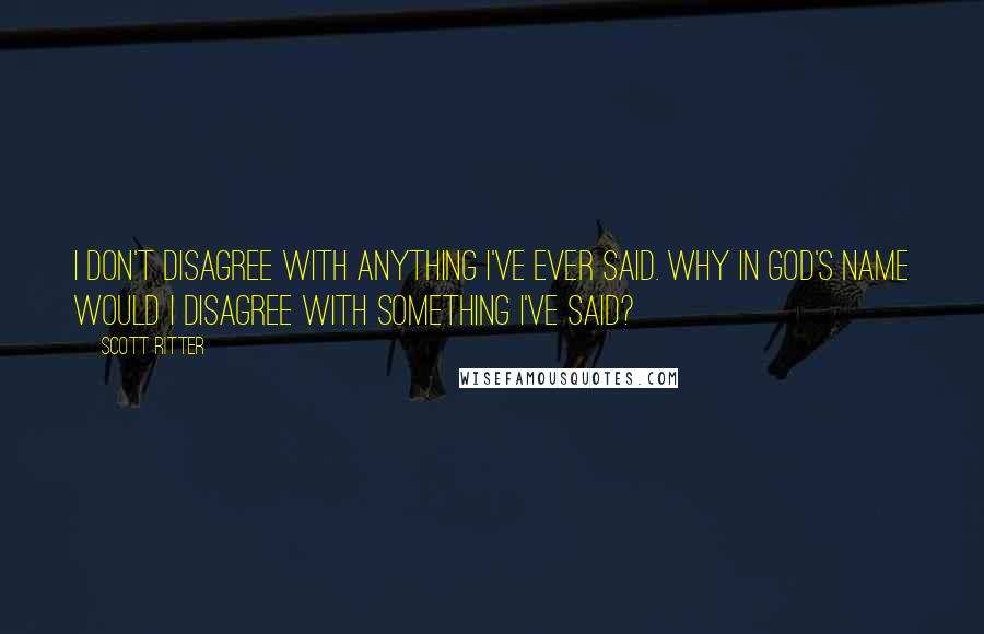 Scott Ritter Quotes: I don't disagree with anything I've ever said. Why in God's name would I disagree with something I've said?