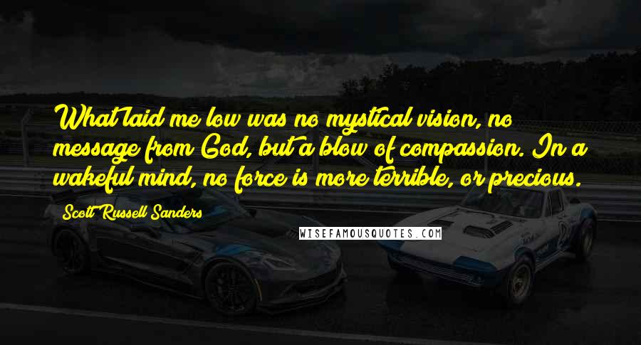 Scott Russell Sanders Quotes: What laid me low was no mystical vision, no message from God, but a blow of compassion. In a wakeful mind, no force is more terrible, or precious.