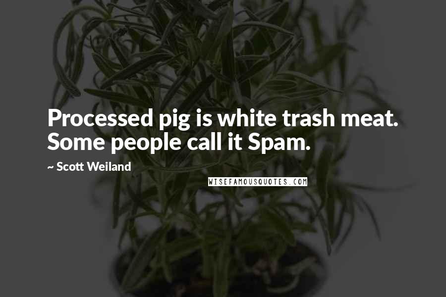 Scott Weiland Quotes: Processed pig is white trash meat. Some people call it Spam.