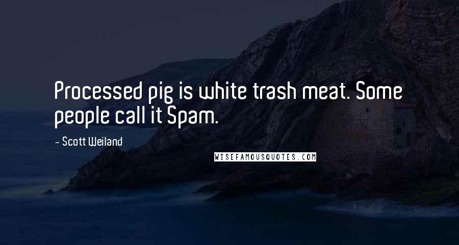 Scott Weiland Quotes: Processed pig is white trash meat. Some people call it Spam.