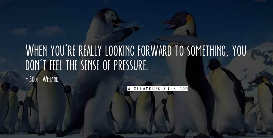 Scott Weiland Quotes: When you're really looking forward to something, you don't feel the sense of pressure.