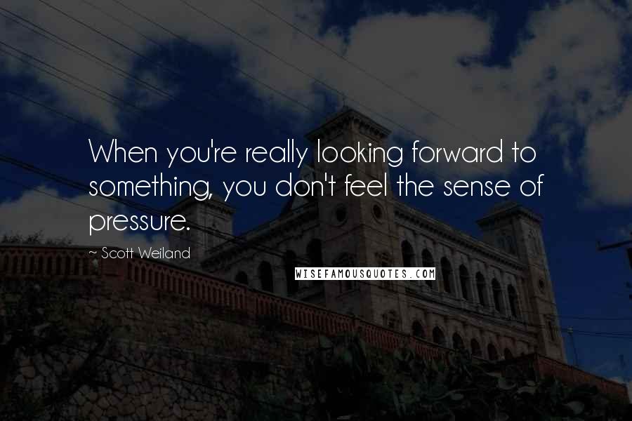 Scott Weiland Quotes: When you're really looking forward to something, you don't feel the sense of pressure.