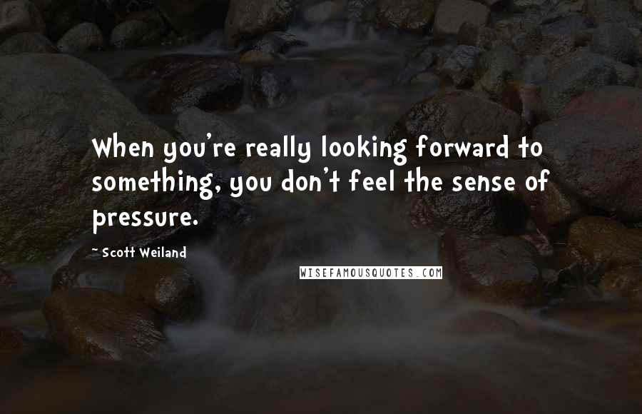 Scott Weiland Quotes: When you're really looking forward to something, you don't feel the sense of pressure.