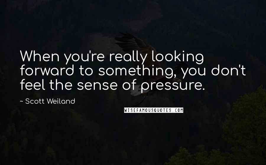 Scott Weiland Quotes: When you're really looking forward to something, you don't feel the sense of pressure.