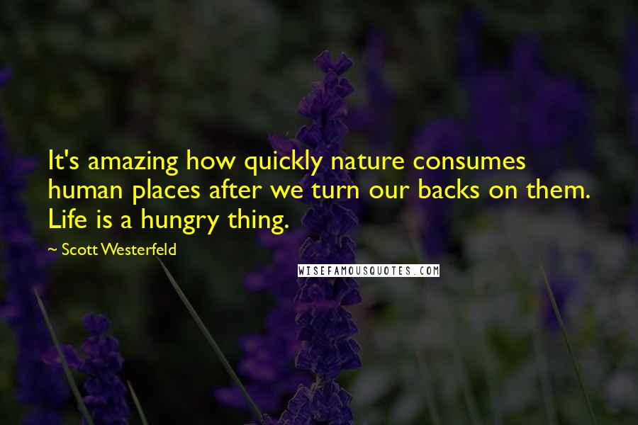 Scott Westerfeld Quotes: It's amazing how quickly nature consumes human places after we turn our backs on them. Life is a hungry thing.