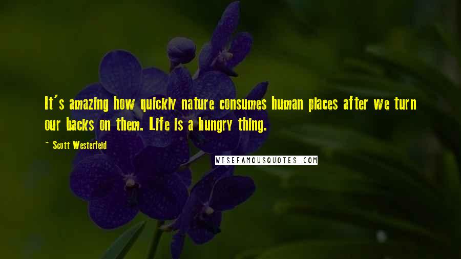 Scott Westerfeld Quotes: It's amazing how quickly nature consumes human places after we turn our backs on them. Life is a hungry thing.