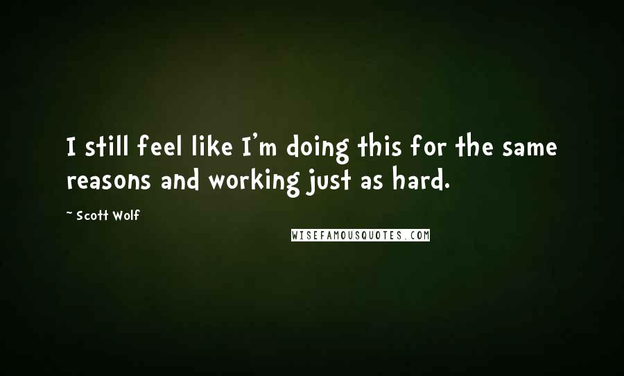 Scott Wolf Quotes: I still feel like I'm doing this for the same reasons and working just as hard.